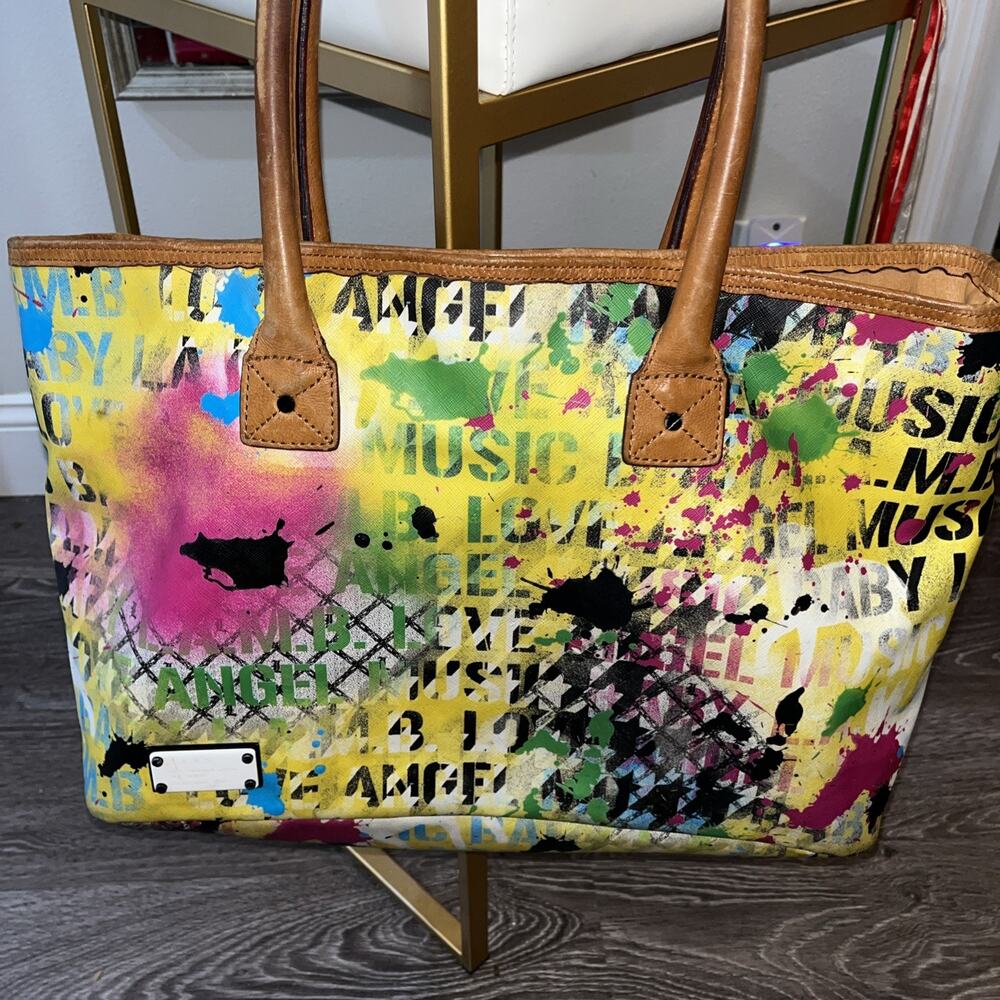 LAMB GWEN STEFANI TOTE BAG WILLIAMSFIELD ARTSY YELLOW GRAFFITI HARAJUKU LOVERS